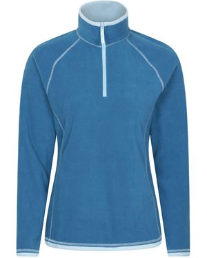 Mountain Warehouse 'Montana' Microfleece Jacket Half Zip Breathable Quick Dry Jumper - Blue