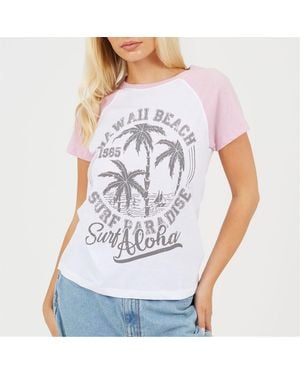Brave Soul Lettering Graphic Crew Neck Short Sleeve Baseball T-Shirt - Grey
