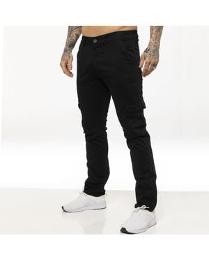 Enzo Cargo Combat Chinos - Black