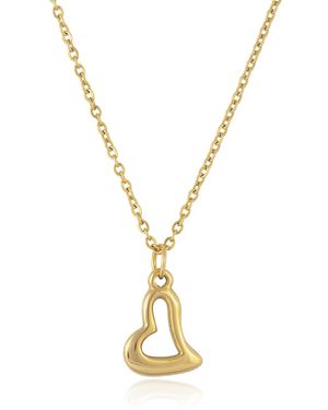 The Jewellery Stockroom Plated Stainless Steel Curved Heart Pendant Necklace - Metallic