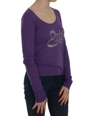 Exte Crystal Embellished Long Sleeve Casual Top - Purple