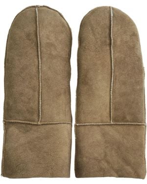 Infinity Leather Genuine Real Sheepskin Suede Mittens Warm Gloves - Green