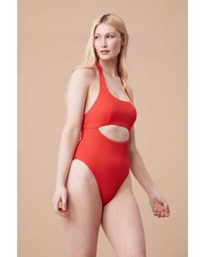 Mountain Warehouse 'Dip' Swimsuit Chlorine Resistant Stretchy Beach Swimwear Fabric - Red
