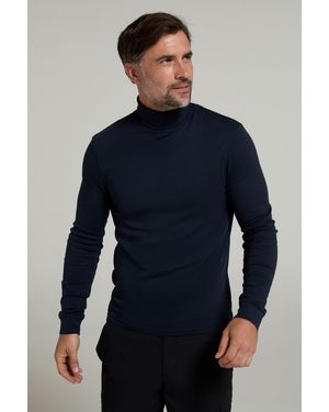 Mountain Warehouse 'Meribel' Thermal Baselayer Top Combed Cotton Quick Drying Long Sleeve Jumper - Blue