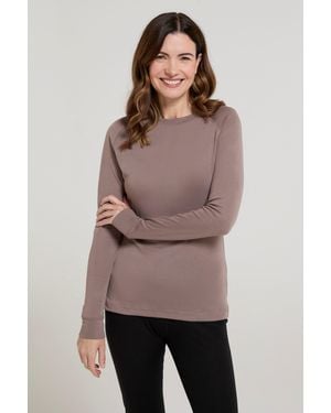 Mountain Warehouse 'Talus' Long Sleeve Top Quick Dry Round Neck Thermal Base Layer - Brown