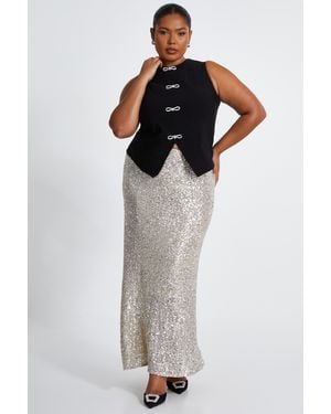 Quiz Curve Sequin Maxi Skirt - Multicolour
