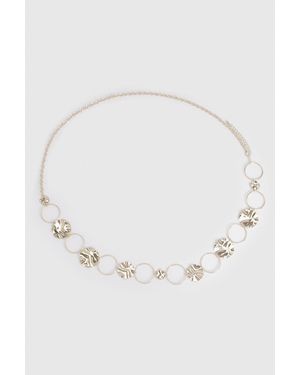 Boohoo Hammered Disc Detail Chain Belt - White