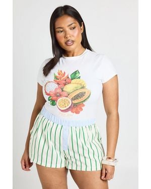Boohoo Plus Contrast Waist Boxer Shorts - White