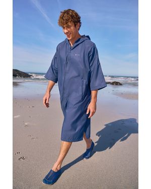 Mountain Warehouse 'Coastline' Changing Robe Water Resistant Fleece Lined Hooded Surf Poncho - Blue