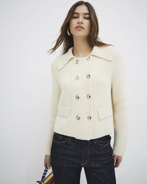 River Island Cardigan Double Breasted - Natural