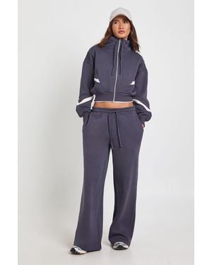 Boohoo Funnel Neck Contrast Panel Sweatshirt Tracksuit - Blue