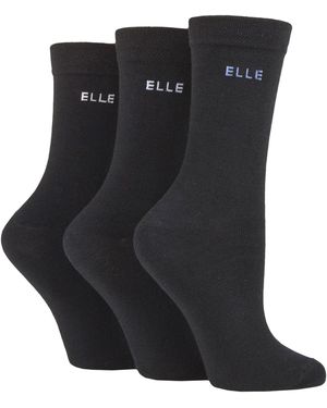 Elle 3-Pack Effen Katoenen Sokken - Zwart