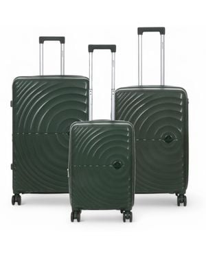 Infinity Leather Expandable Dark Hard Shell 8 Wheels Luggage Cabin Suitcase - Green