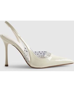 River Island Wide Fit Sparkle Slingback Court Heels Pu - White