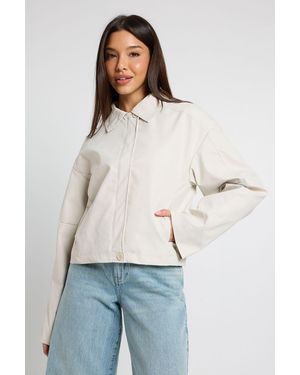 Boohoo Boxy Short Trench Jacket - Grey
