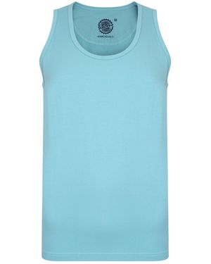 KAM Jeanswear Plus Size Classic Vest Kam Sleeveless Crew Neck - Blue