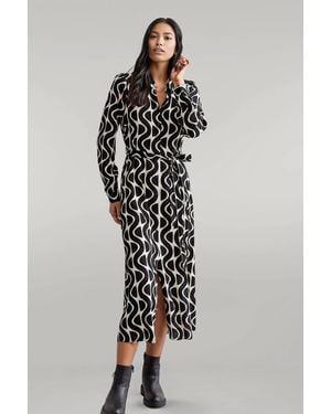 New Look Monochrome Geo Print Midi Dress - Blue