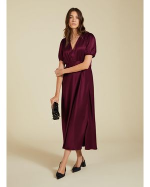 Baukjen Cathy Satin V-Neck Midi Dress - Natural