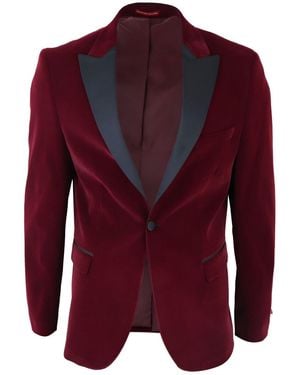 TruClothing Velvet Dinner Tuxedo Suit Jacket Blazer - Red