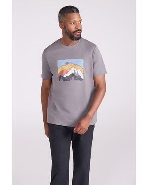 Mountain Warehouse 'Linear Mountain' Graphic T-Shirt Cotton Everyday Tee - Multicolour