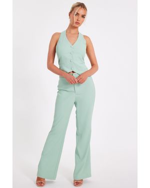 Quiz Flared Tailored Trousers - Blue