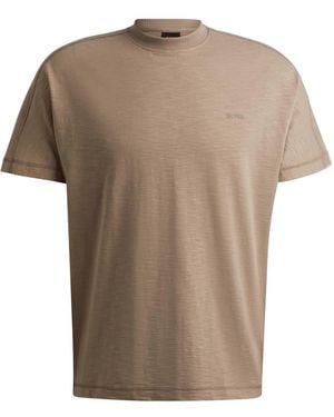 BOSS Tonal Logo Relaxed-Fit T-Shirt - Brown