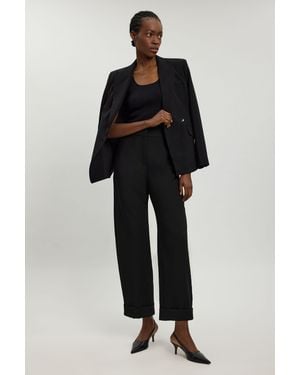 Karen Millen Compact Stretch Tailored Barrel Leg Trouser - Black