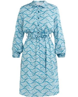 Gina Bacconi Rotem Long Sleeve Shirt Dress Twill Georgette - Blue