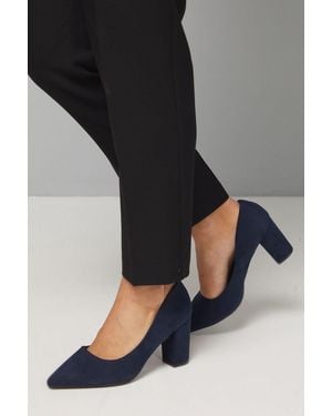 Good for the Sole Wide Fit Exmoor Faux Suede Comfort Medium Block Heel Court Shoes - Black