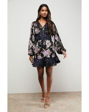Oasis Devore Mix Mini Dress - Multicolour