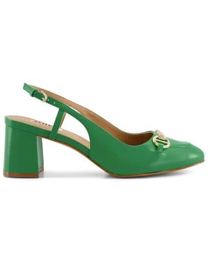 Dune Ladies Cassie - Snaffle-trim Block-heel Slingback Courts Leather - Green