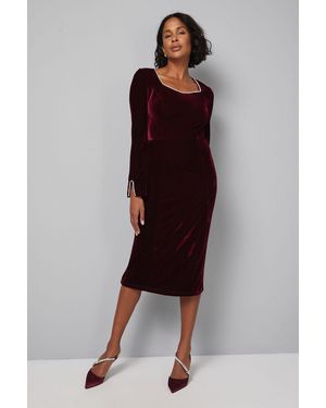 Wallis Velvet Sweetheart Embellished Midi Dress - Multicolour
