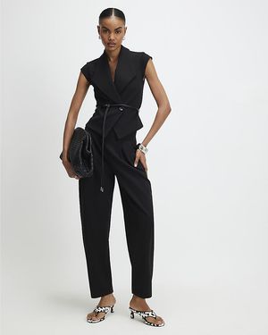 River Island Tapered Trousers Pleated - Blue