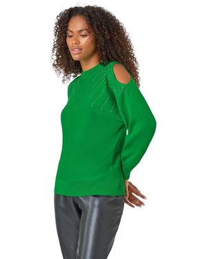 D.u.s.k Sparkle Cold Shoulder Jumper - Green