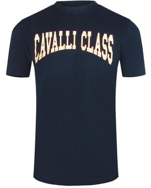 Roberto Cavalli Varsity Logo T-Shirt Cotton - Blue