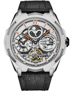Stuhrling Dual Time Automatic Navigator 46Mm Skeleton - Grey