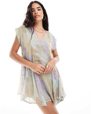 ASOS Godet Smock Dress With Picot Hem - White
