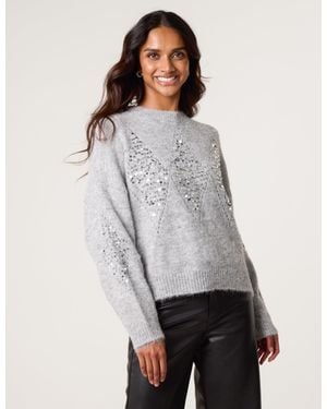 Blue Vanilla Diamond Sequin Jumper - Grey