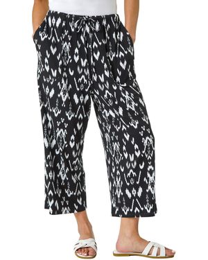 Roman Petite Aztec Print Stretch Trouser - Black