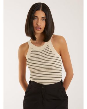 Pink Vanilla Striped Racer Top - White