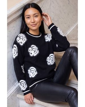 Roman Fluffy Floral Jumper - Blue
