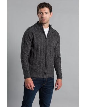 Kensington Eastside Zip-Through Funnel Neck Ribbed Cardigan - Grey