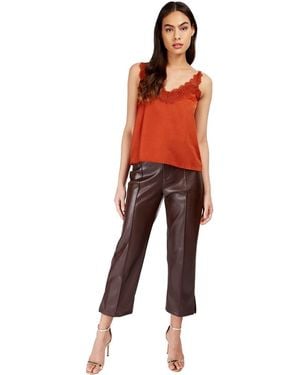 Little Mistress Lace Trim Camisole Top - Red