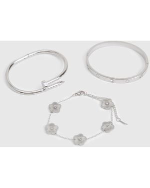 Boohoo 3 Pack Detail Bracelets - Metallic