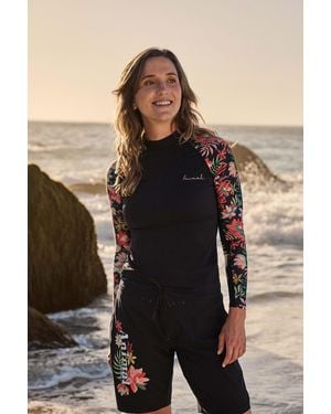 Mountain Warehouse 'Lillie' Printed Panel Rash Vest Sun Protection Quick Dry Summer Swimwear - Black
