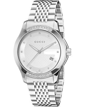 Gucci Men's Timeless Diamond Bracelet Watch, 38mm - 0.44 Ctw - Metallic