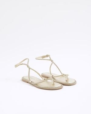 River Island Sandals Embellished Twist Strappy Leather - White