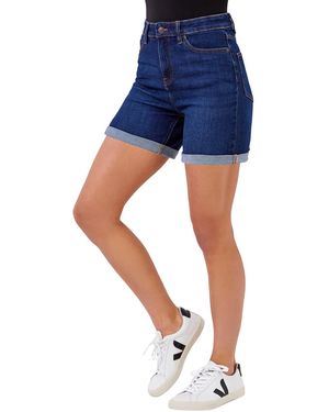 Roman Stretch Denim Mom Shorts - Blue