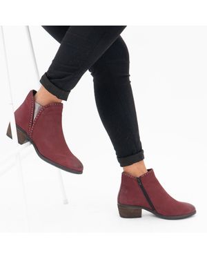 Lotus Benny Leather Ankle Boots/Pewter - Red