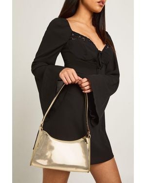 Boohoo Metallic Mirrored Shoulder Bag - Black